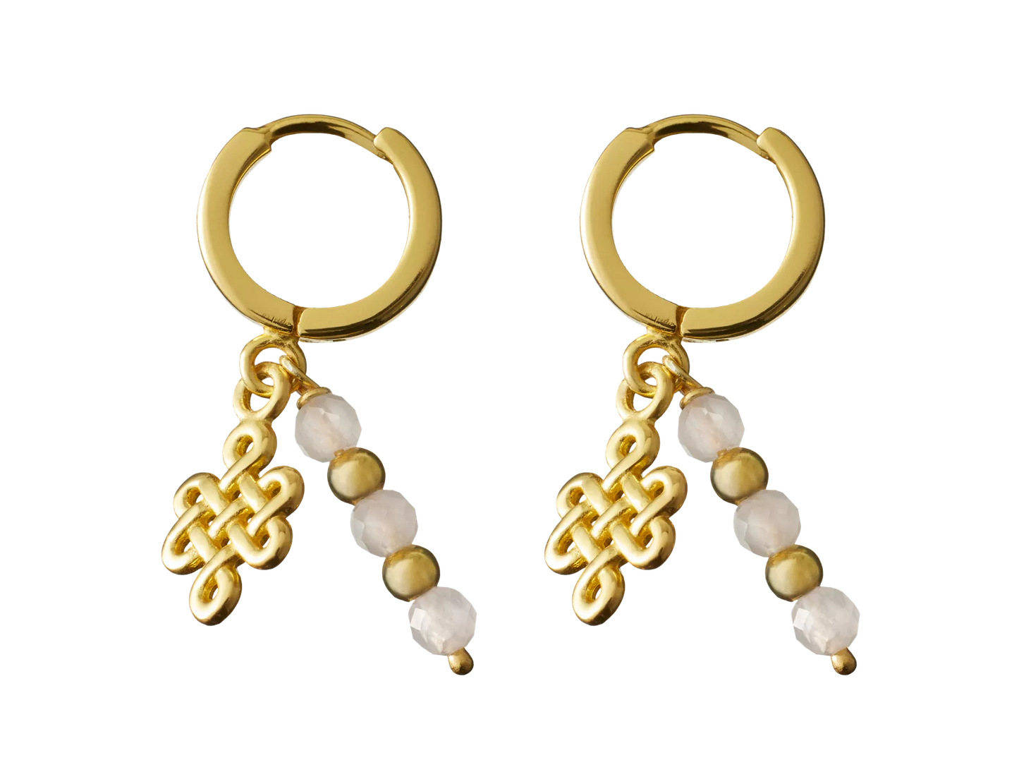 Rose Quartz Infinity Hoops Round Earrings Gold Plated