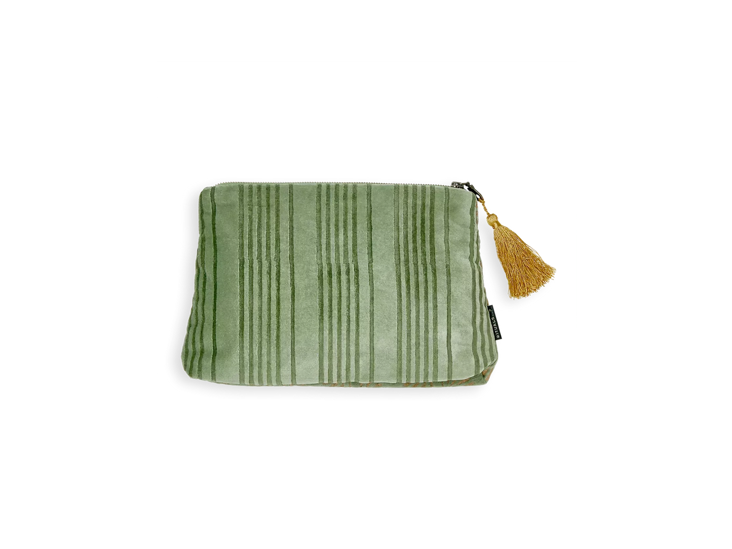 Vellore Medium Cotton Velvet Pouch Sage Green
