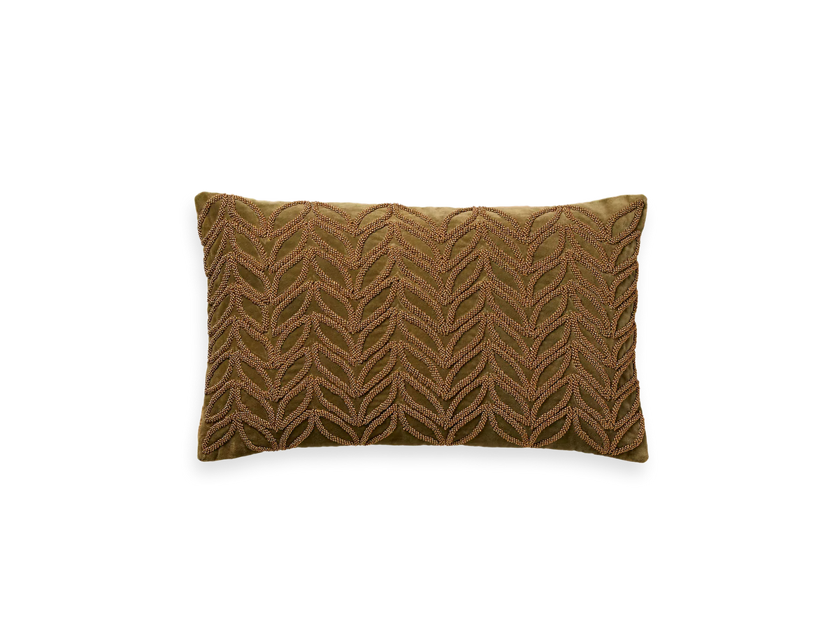 Vellore Cushion Cover Beaded Leaves 50 x 30 cm