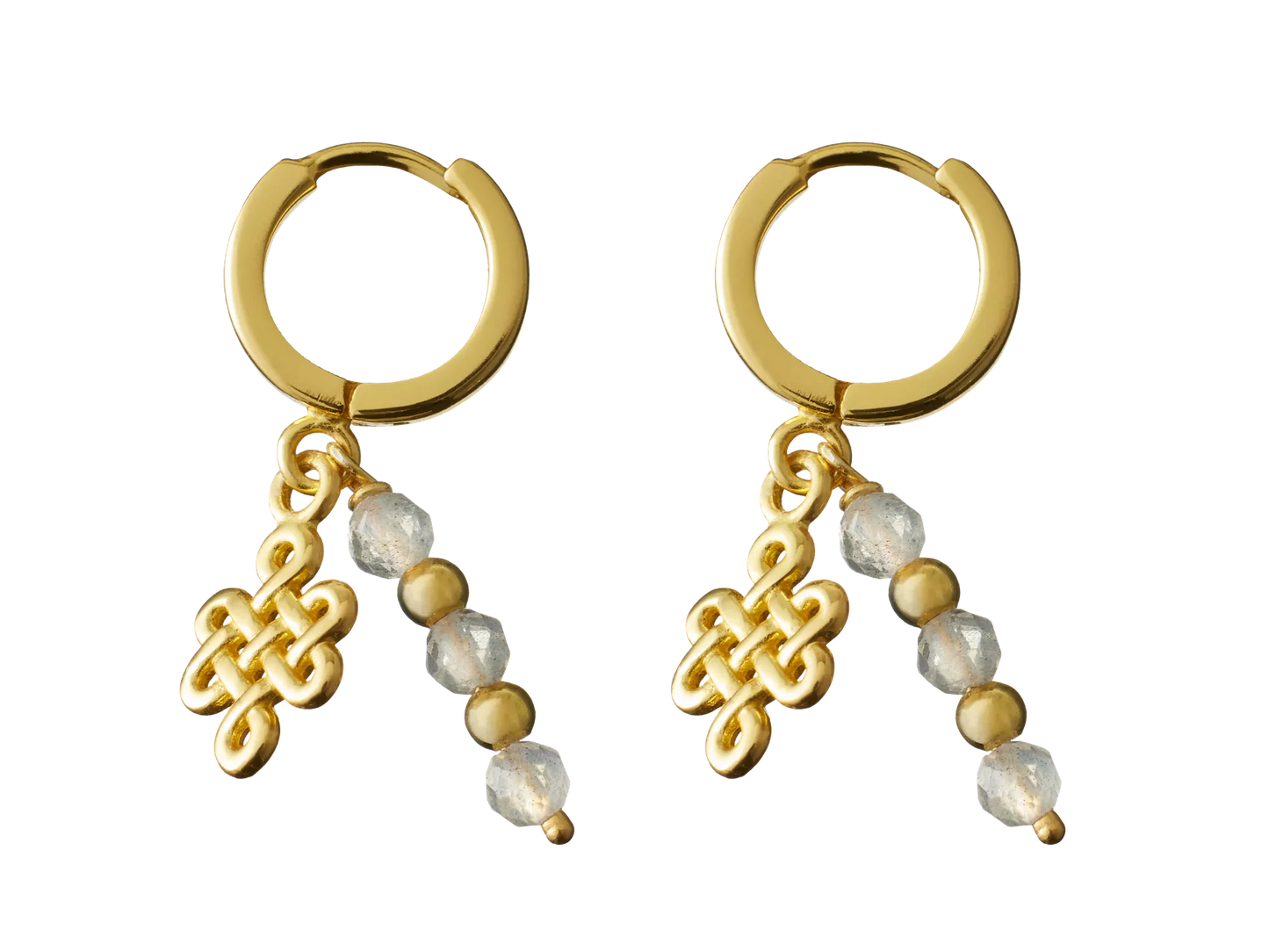 Labradorite Infinity Hoops Round Earrings Gold Plated