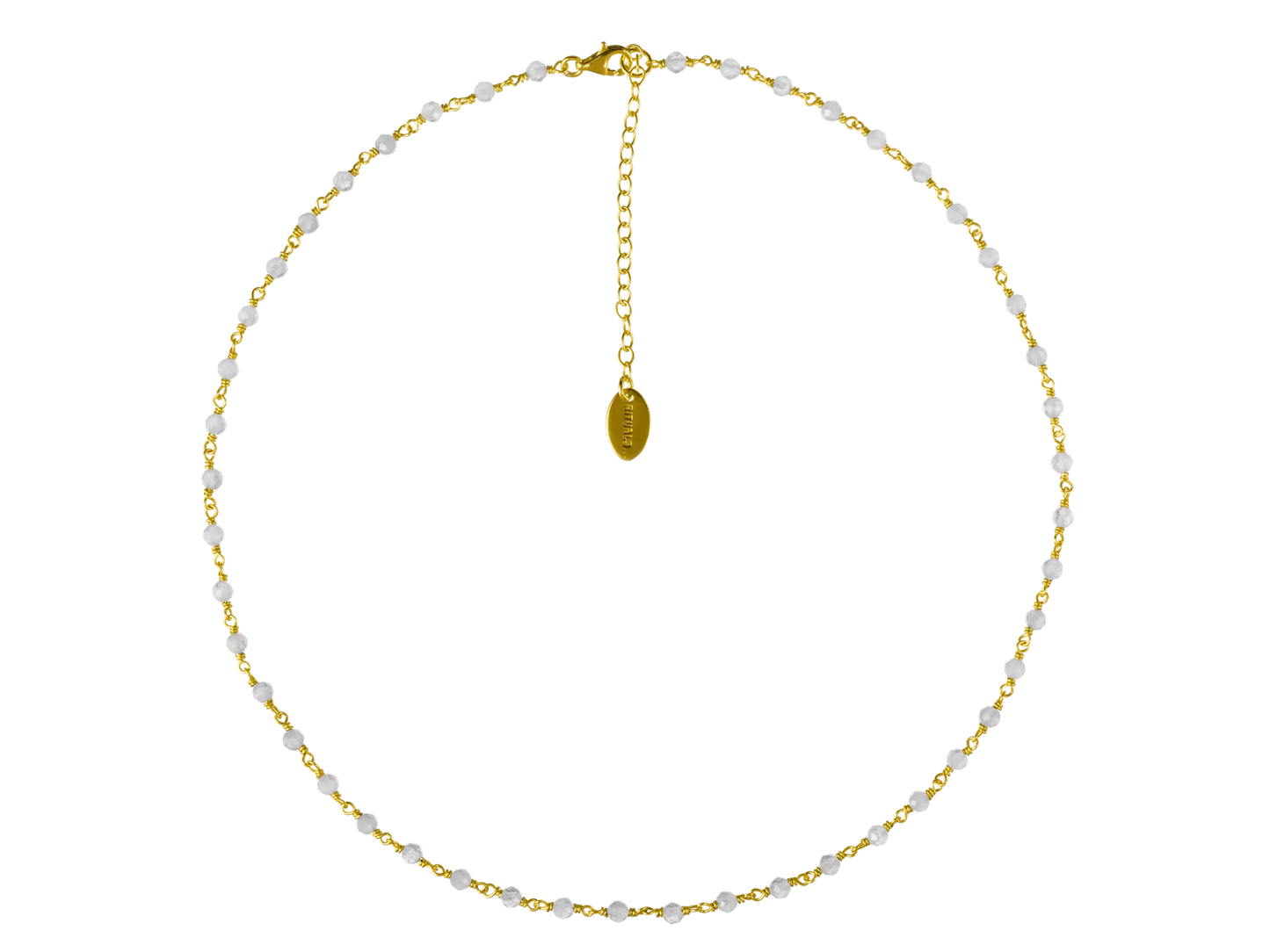 Labradorite Bead Choker Necklace Gold Plated