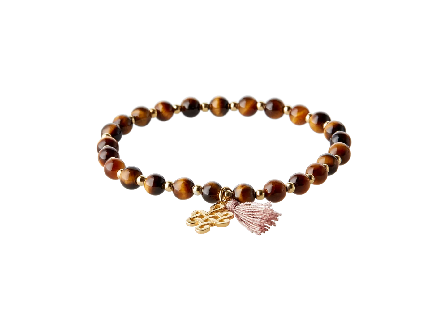 Tiger Eye Infinity Bead Bracelet Gold Plated