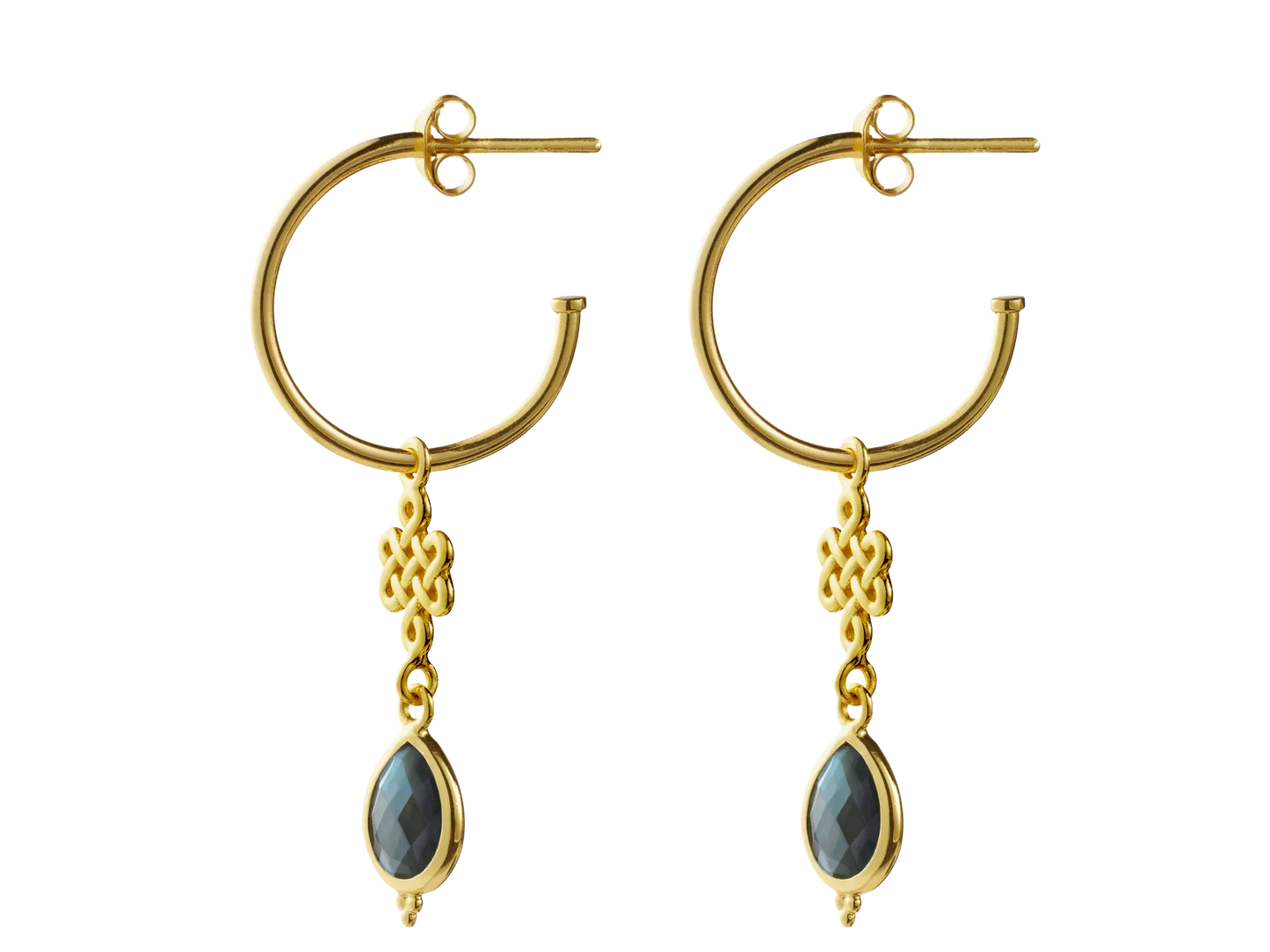 Labradorite Infinity Hoops Pendant Earrings Gold Plated