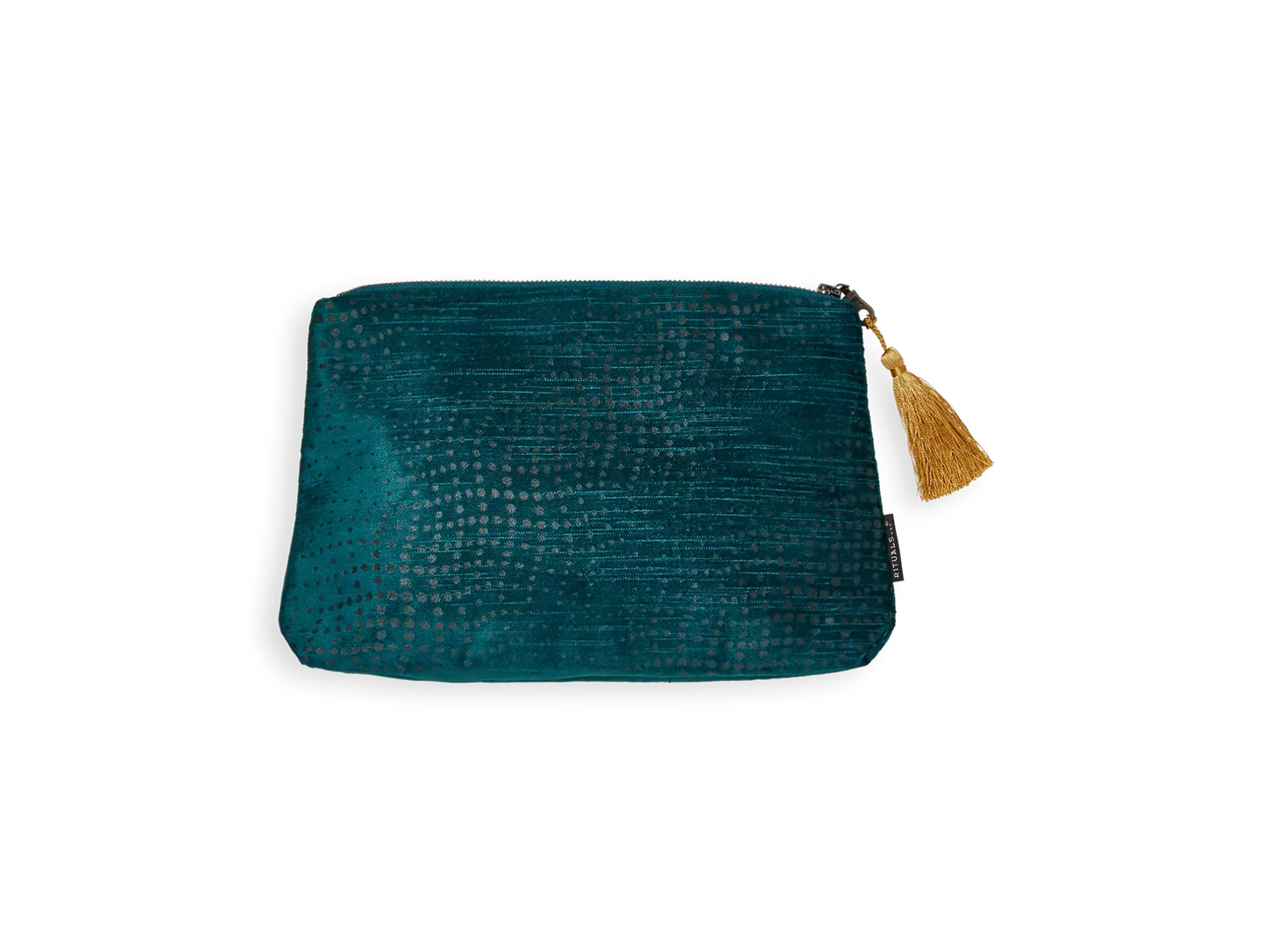 Vellore Medium Cotton Velvet Pouch Petrol Blue