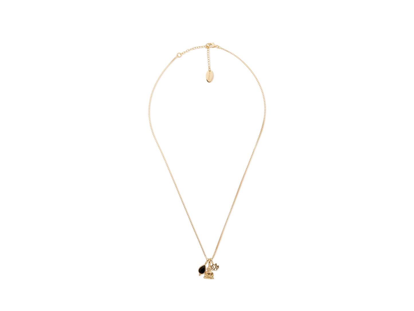 Black Onyx Pendant Necklace Gold Plated