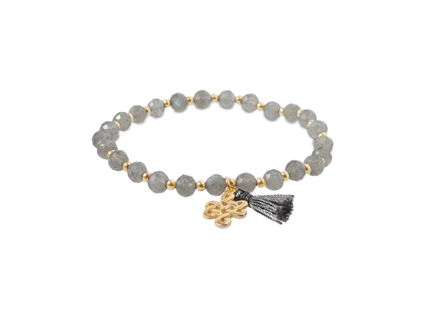 Labradorite Infinity Bead Bracelet Gold Plated