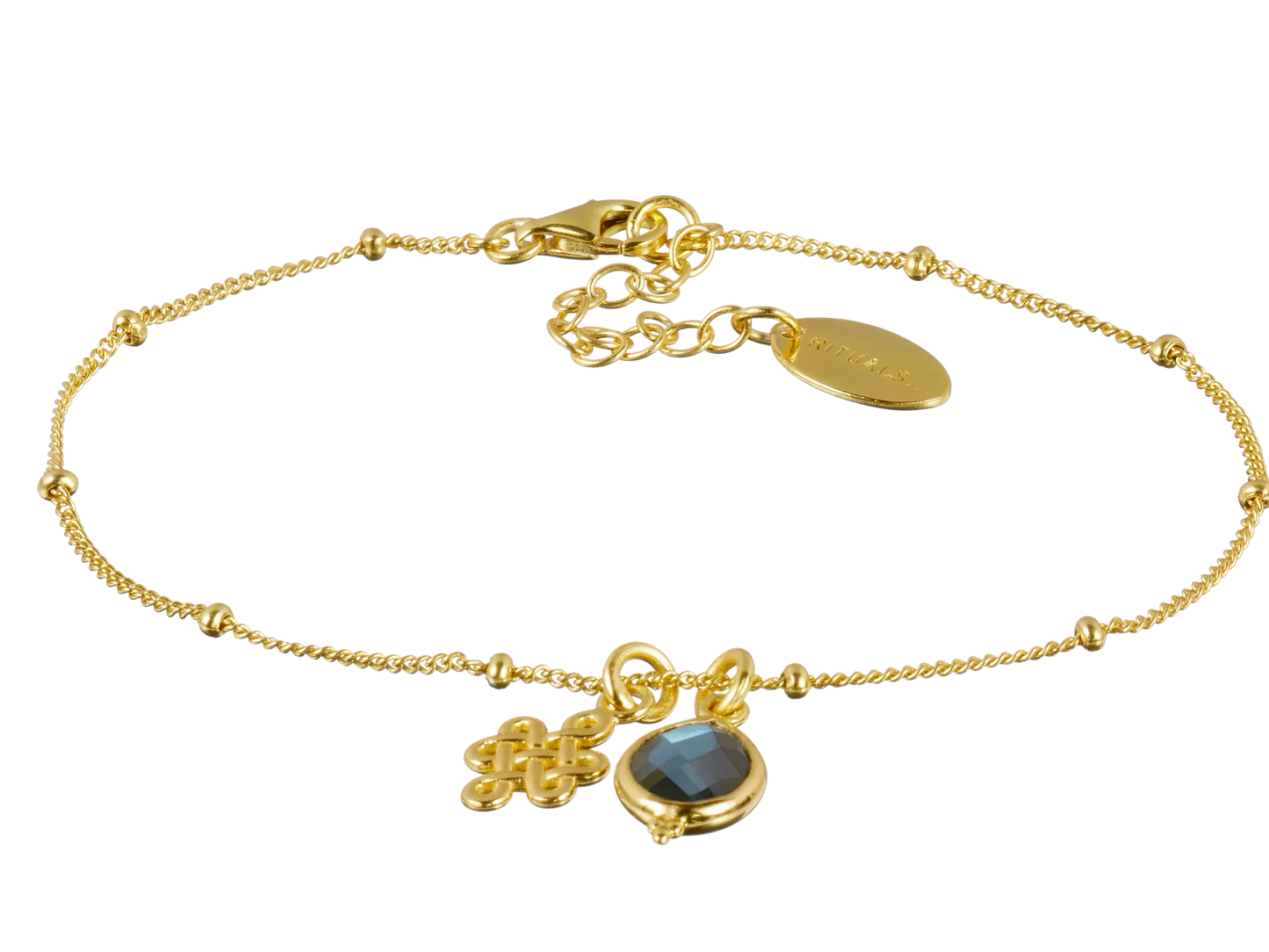 Labradorite Infinity Pendant Bracelet Gold Plated