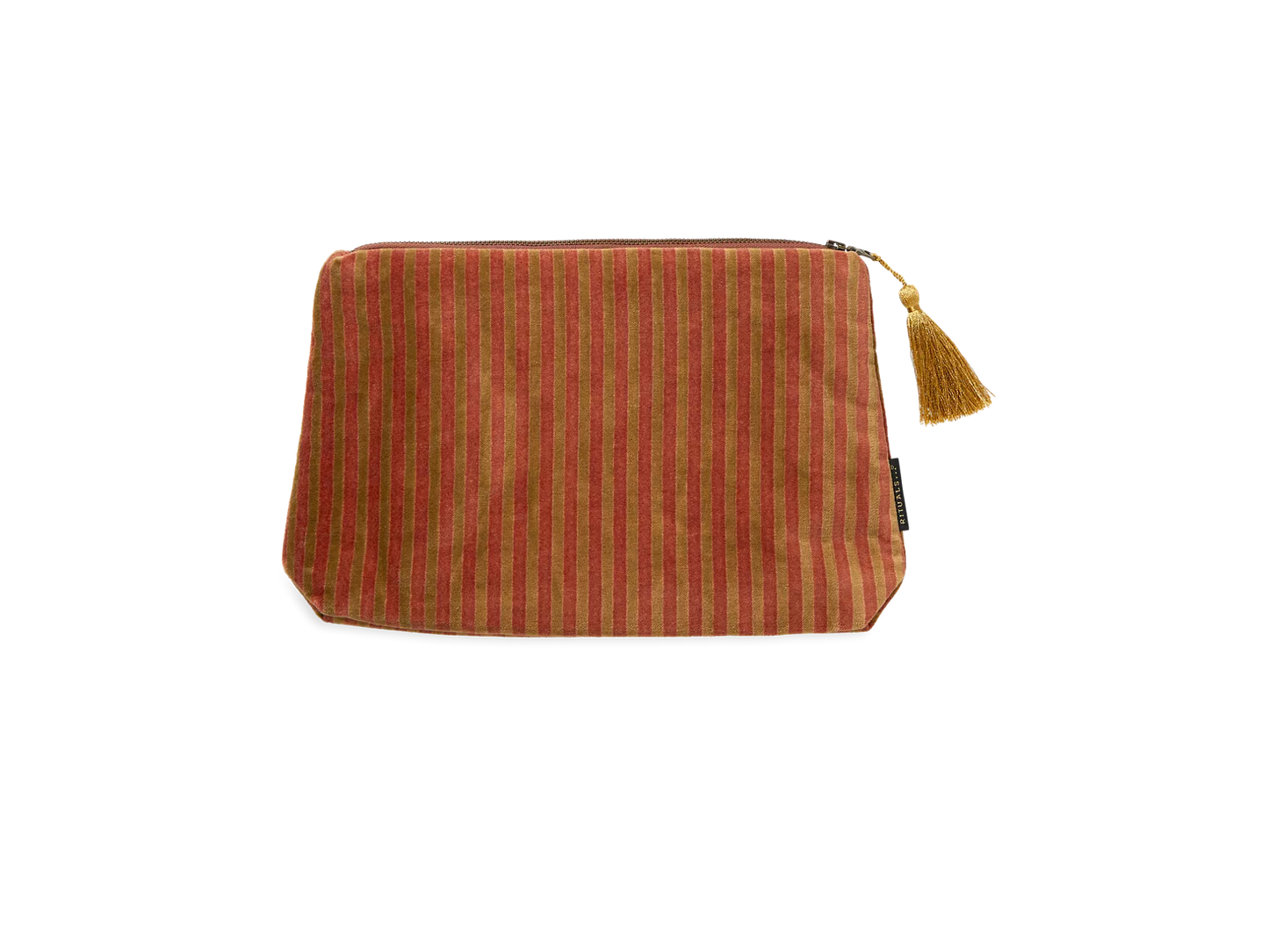 Vellore Medium Cotton Velvet Pouch Sand Stripe