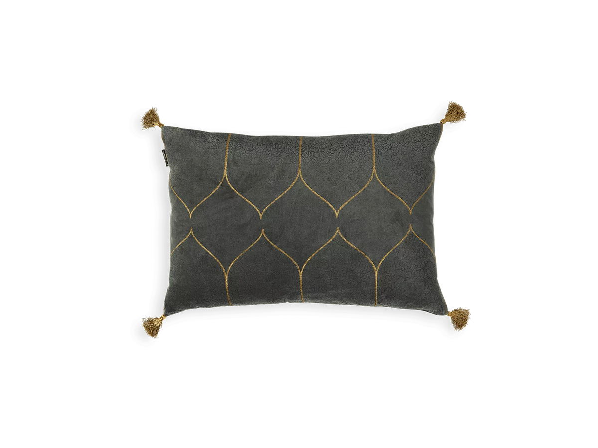 Vellore Cotton Velvet Cushion Case 60x40cm Grey Blue